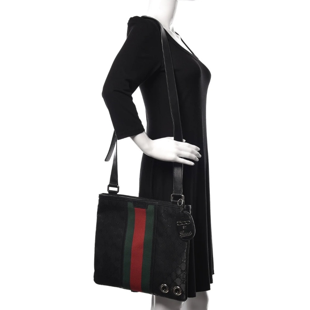 Authentic Gucci Fiat 500 collaboration unisex crossbody bag black imprime canvas - Picture 2 of 16